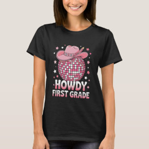 Camiseta Como vai Primeira Série Vaca Caubói Rosa Divertida