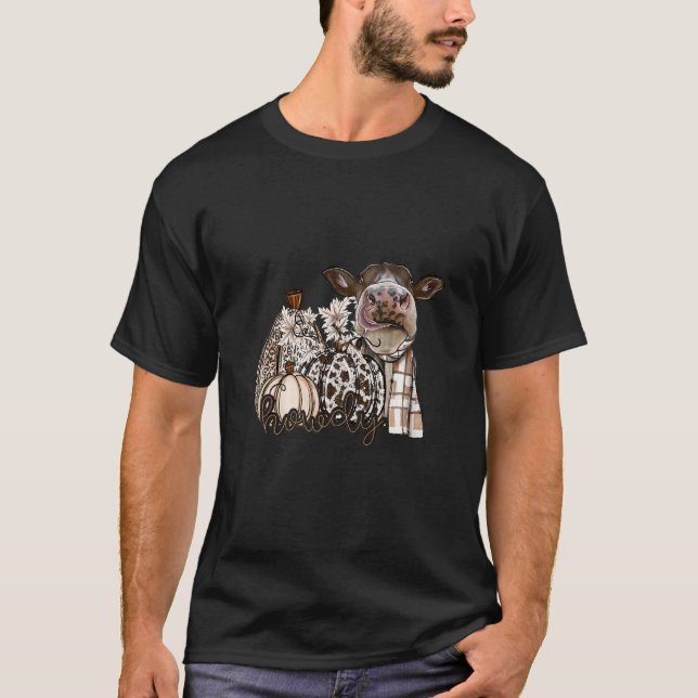 Camiseta Como vai você, Vaca de Abóbora com Estampa de Xadr (Frente)