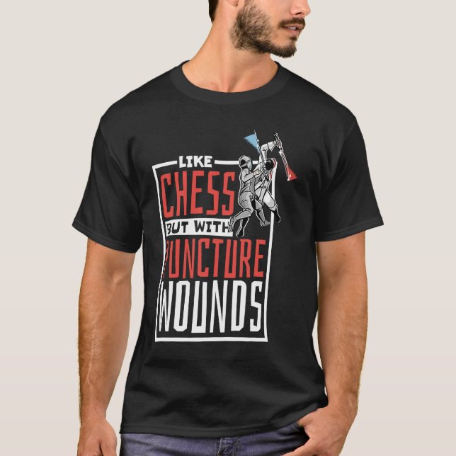 Camiseta Como Xadrez, Mas Com Feridas De Punção, Esgrima Fe (Frente)