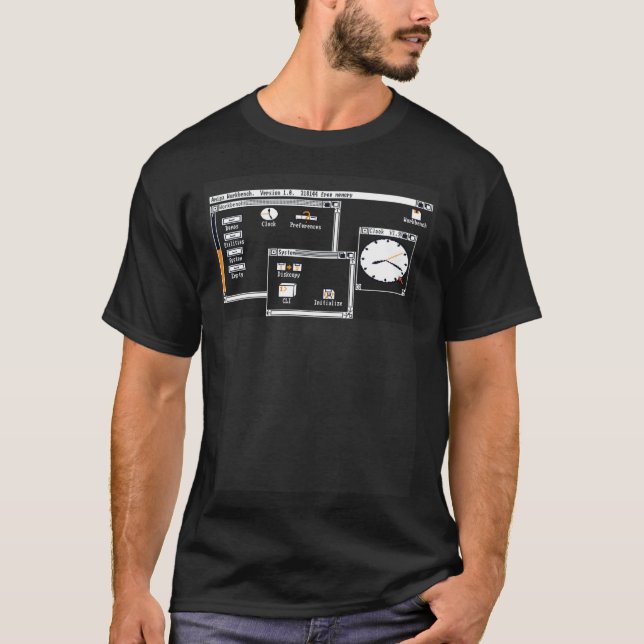 Camiseta COMODORO AMIGA 500 Workbench Área de Trabalho Vers (Frente)