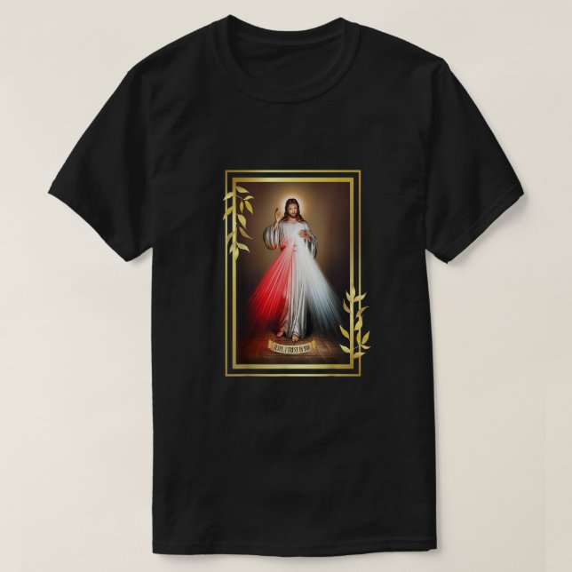 Camiseta Compaixão Divino Jesus Cristo Jesus Eu Confio Em V (Frente do Design)