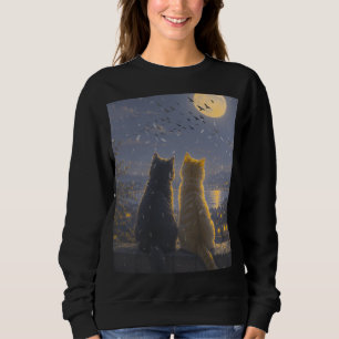 Camiseta Companheiros ao Luar – Dois Gatos sob a Lua Cheia