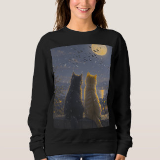 Camiseta Companheiros ao Luar – Dois Gatos sob a Lua Cheia