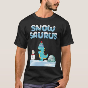 Camiseta Comparação de tamanho de dinossauros de neve com b