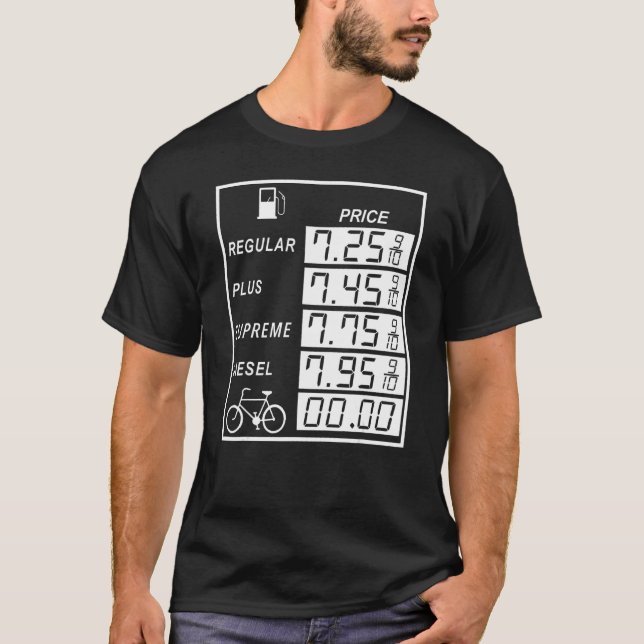 Camiseta Comparação dos preços dos combustíveis Bicicletas  (Frente)
