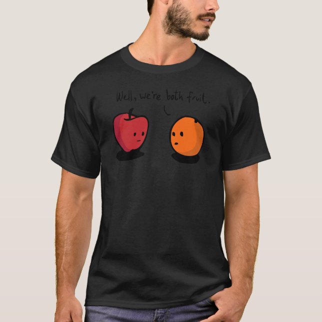 Camiseta Comparando Maçãs com Laranjas (Frente)