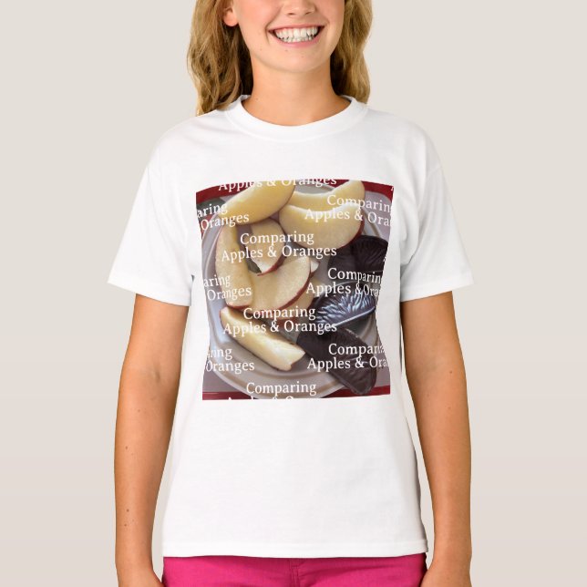 Camiseta Comparando Maçãs e Laranjas (Frente)