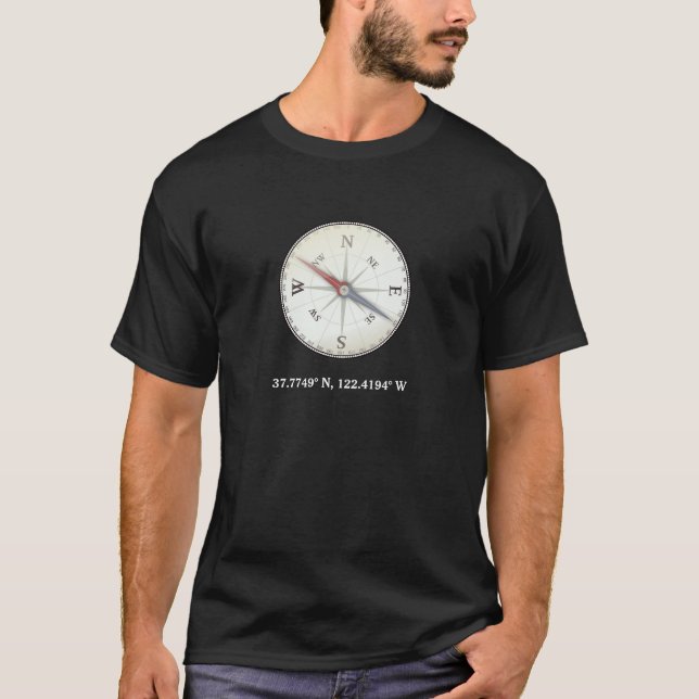 Camiseta Compass Náutico, coordenadas Latitude Longitude (Frente)