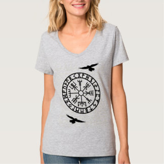 Camiseta Compasso nórdico, corvos, Huginn, Muninn, Viking