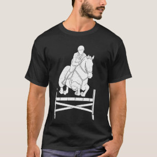 Camiseta Competição Equestre de Salto de Cavalo à Frente