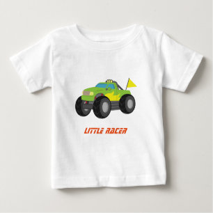 Camiseta Competindo o monster truck verde para bebés