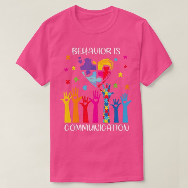 Camiseta Comportamento é consciência Comunicação do autismo (Frente do Design)