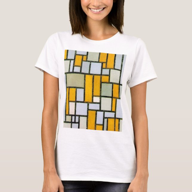 Camiseta Composição Amarelo e Cinzas, Mondrian (Frente)