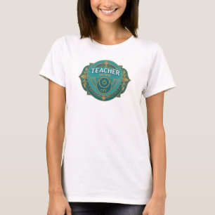 Camiseta Composição artística azul-turquesa cativante no mo
