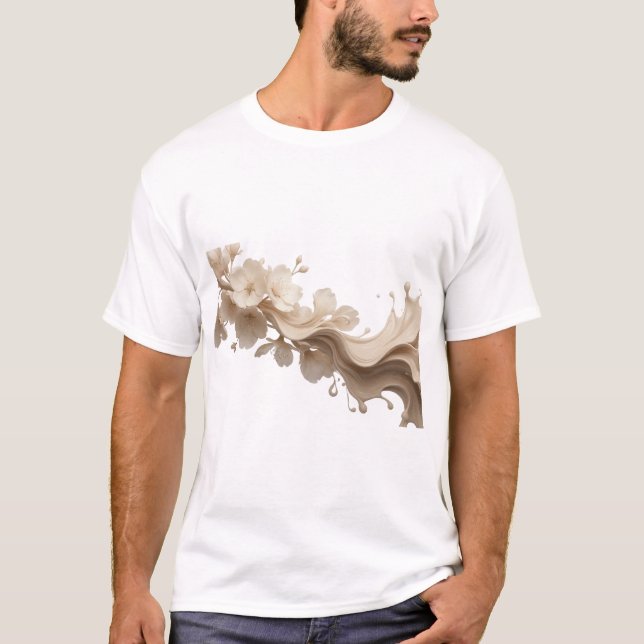 Camiseta Composição artística de FLOR ABSTRATA ousada (Frente)