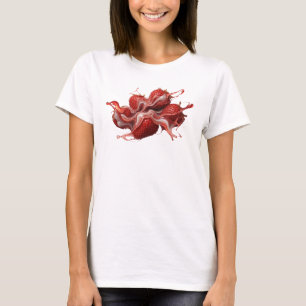 Camiseta Composição artística de morangos abstratos vermelh