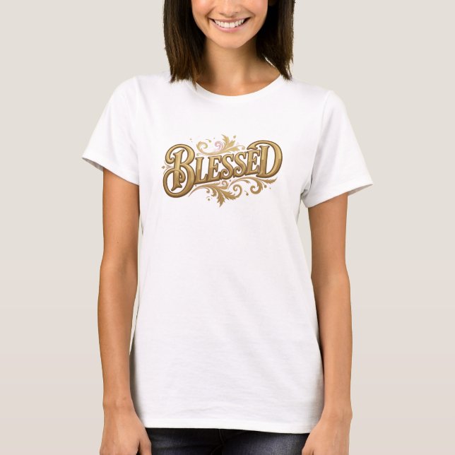 Camiseta Composição de Arte 2D Clássica ABENÇOADA (Frente)