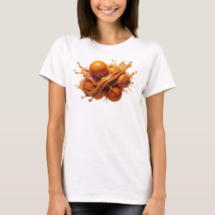 Camiseta Composição de Arte Abstrata de Laranja Expressiva
