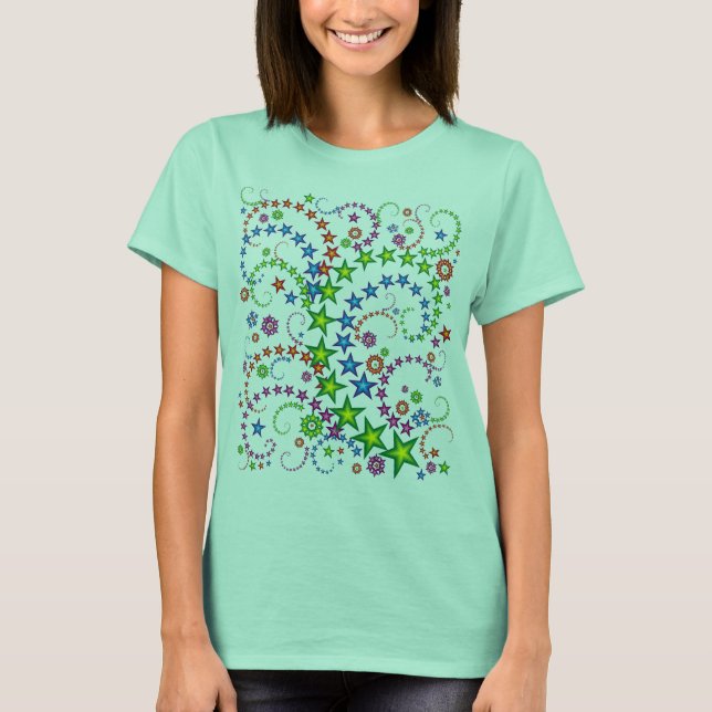 Camiseta composição de estrelas vivas (Frente)