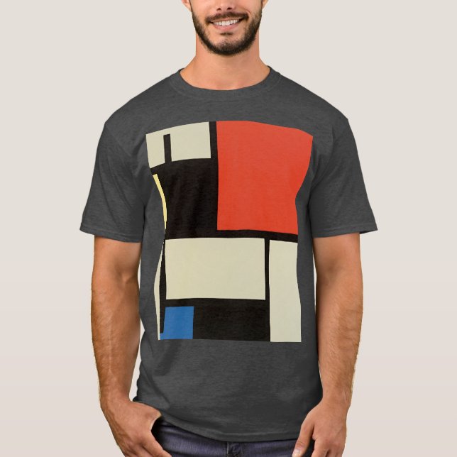 Camiseta Composição de Mondrian Calor de carvão Abstrato mo (Frente)