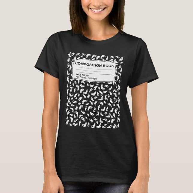 Camiseta Composição de Notebook Halloween Mulheres (Frente)
