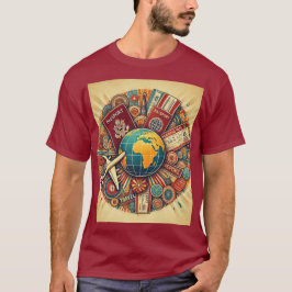 Camiseta Composição do globo em viagem