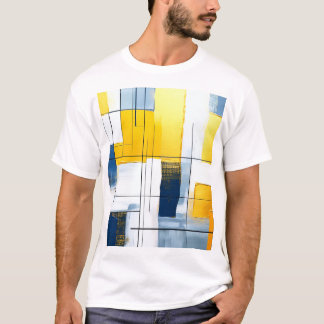 Camiseta Composição Gridlight — Blocos Urbanos em Dourado e