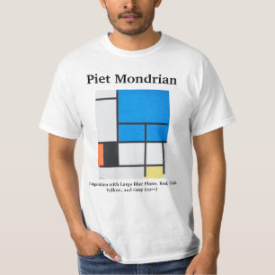 Camiseta Composição Mondrian com Plano Azul Grande