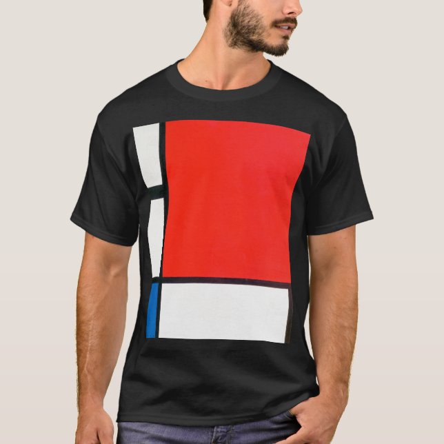 Camiseta Composição Piet Mondrian Com Vermelho (Frente)