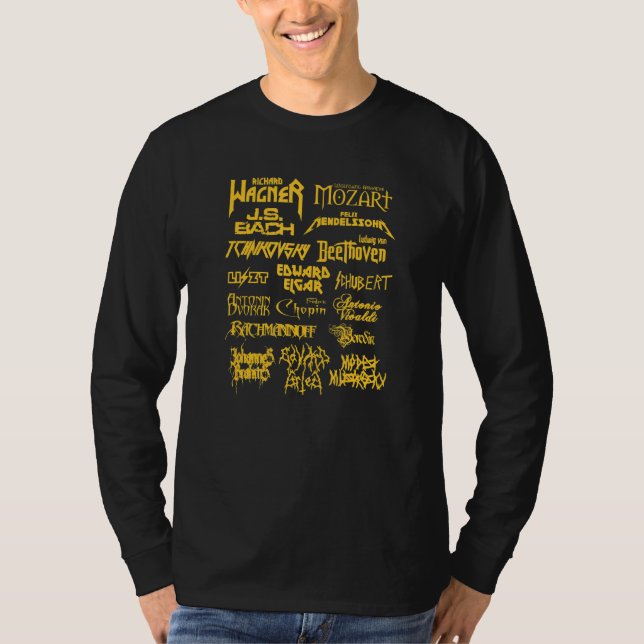 Camiseta Compositor De Música Clássico Em Estilo Metálico (Frente)