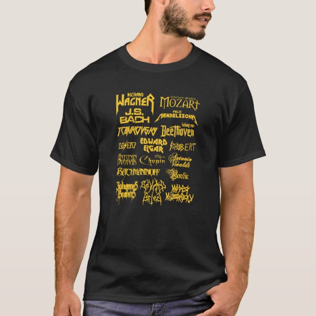 Camiseta Compositor De Música Clássico Em Estilo Metálico (Frente)