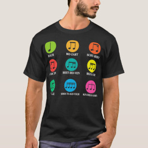 Camiseta Compositores Clássicos Notas Musicais