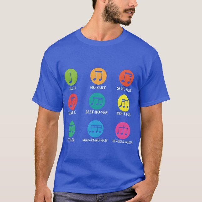 Camiseta Compositores Notas Musicais Clássicas (Frente)