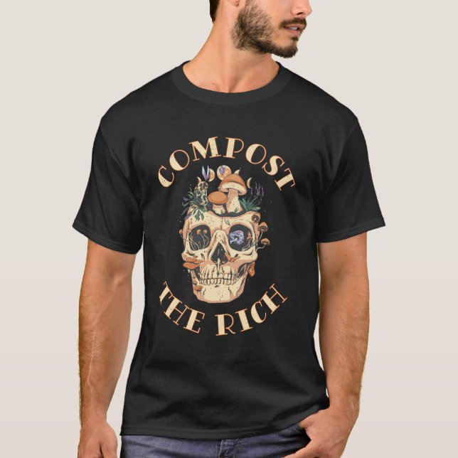 Camiseta Compostar O Crânio Rico - Cogumelo (Frente)