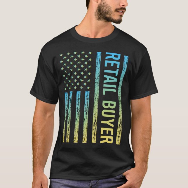 Camiseta Comprador de varejo amarelo azul (Frente)