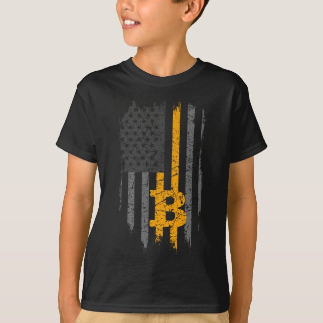 Camiseta Comprar de Revolução do Crypto Flag Americano Bitm (Frente)