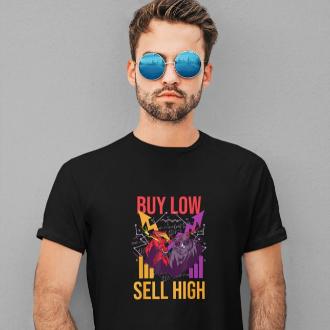 Camiseta Comprar DO MERCADO GLOBAL BAIXO MERCADO DE AÇÕES D (BULL MARKET BUY LOW SELL HIGH TRADING STOCK MARKET T-Shirt)