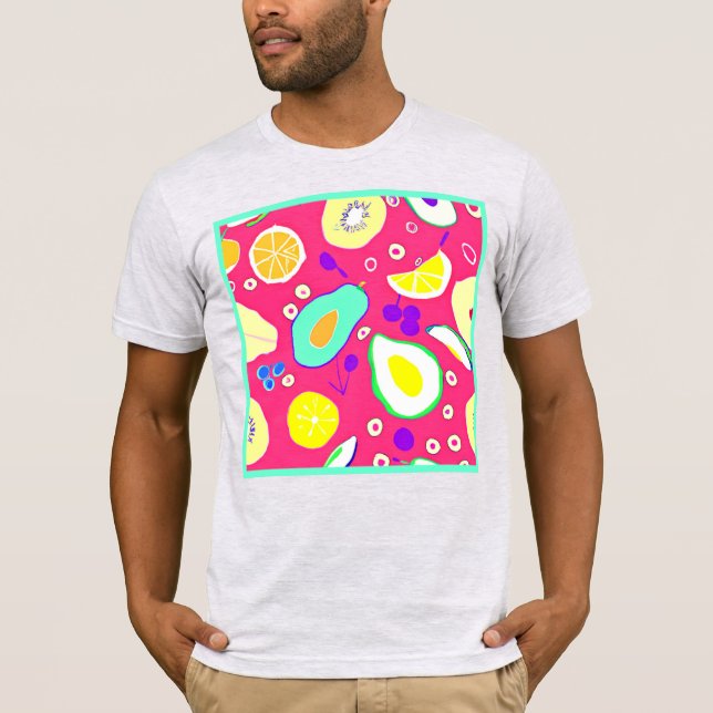 Camiseta Comprar na moda Frutas Tropicais Padrões Art. (Frente)