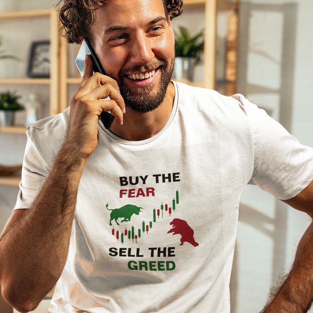 Camiseta Comprar O Medo/Venda Do Comerciante De Ações Saudá (Criador carregado)