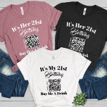 Camiseta Comprar Personalizado Para Mim Um Código QR De Beb<br><div class="desc">Celebre sua rua 21 no estilo com o Comprar personalizado me um diafragma de três lâminas de código QR! Este aniversário personalizado foi concebido para tornar o seu aniversário marco inesquecível. Apresentando seu nome e sua idade ousadamente, é a maneira perfeita de avisar a todos que você finalmente atingiu o...</div>