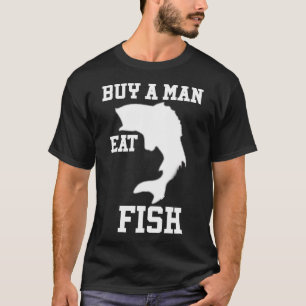 Camiseta Comprar um homem comer peixe s
