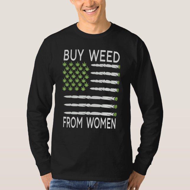 Camiseta Comprar Weed Da Bandeira Americana Da Mulher (Frente)
