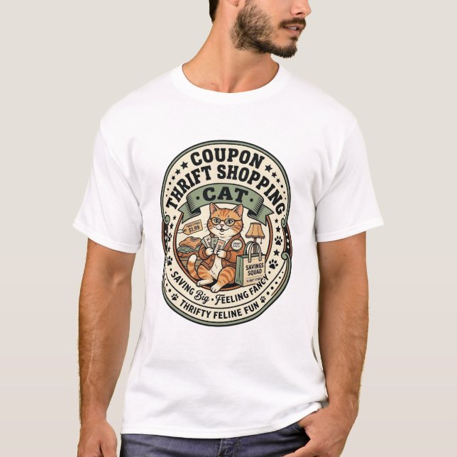 Camiseta Compras econômicas com cupom Gato Compras econômic (Frente)