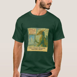 Camiseta Compras engraçadas de supermercado do dragão vegan