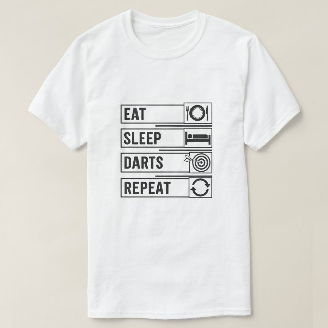 Camiseta Compre Presentes de Dardos Repetir para Homens Jog (Frente do Design)