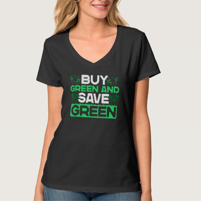 Camiseta Compre Verde E Economize Verde Reciclagem Ambienta (Frente)
