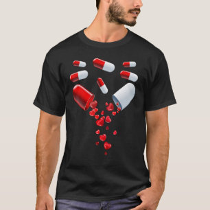 Camiseta Comprimidos Coração Amor Dia dos Namorados Medicin