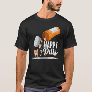 Camiseta Comprimidos Felizes Amante de Cães Dono de Corgi I