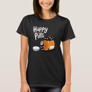 Camiseta Comprimidos Felizes de Gatinho Fofo Piada de Gato
