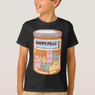 Camiseta Comprimidos felizes Divertidos Gatos De Saúde Ment
